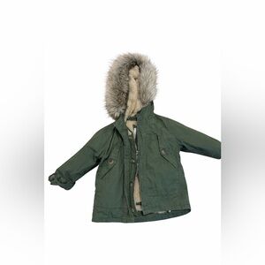 Zara Kids Green Faux-Fur Lined Jacket 12–18M | Cozy Early Spring Coat 🌿